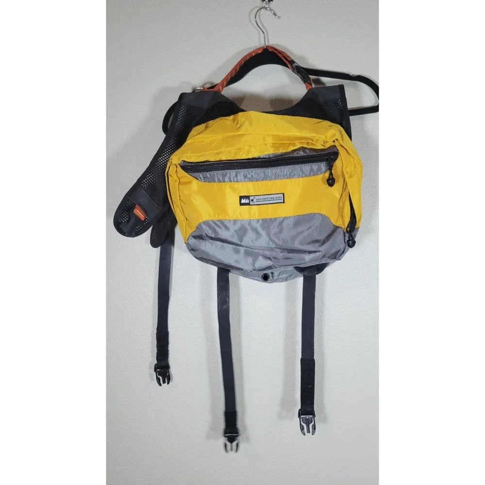 REI Adventure Dog Backpack Harness‎ Yellow Gray Pack Size Large L
